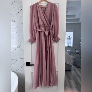 Ivy City Co Mauve Long Wrap Maxi Dress